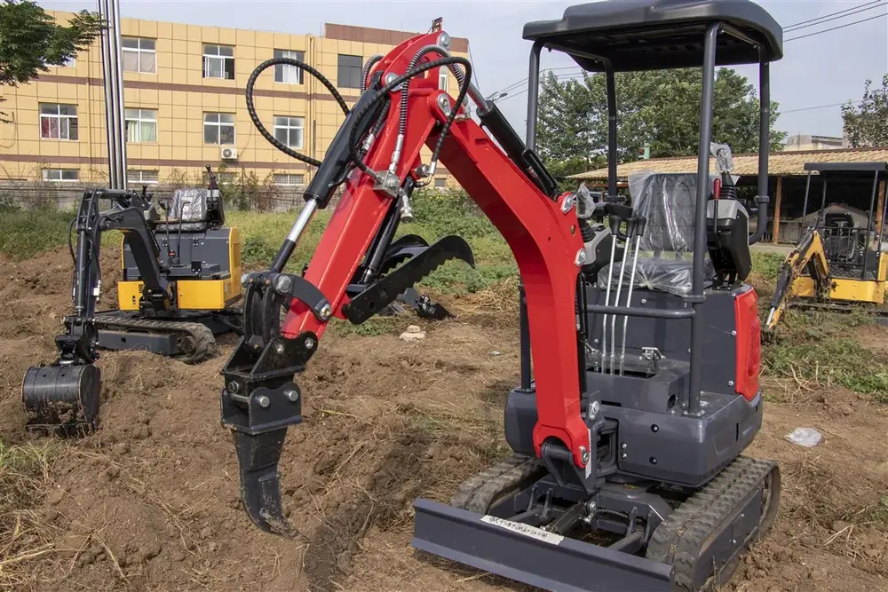 mini excavator with single shank ripper for hard ground loosening