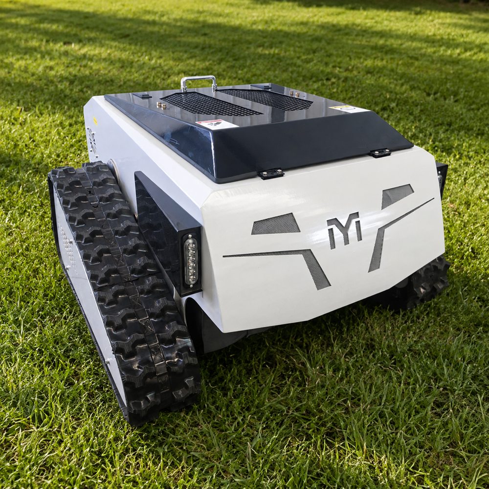 Tracked orchard remote mower for grass management