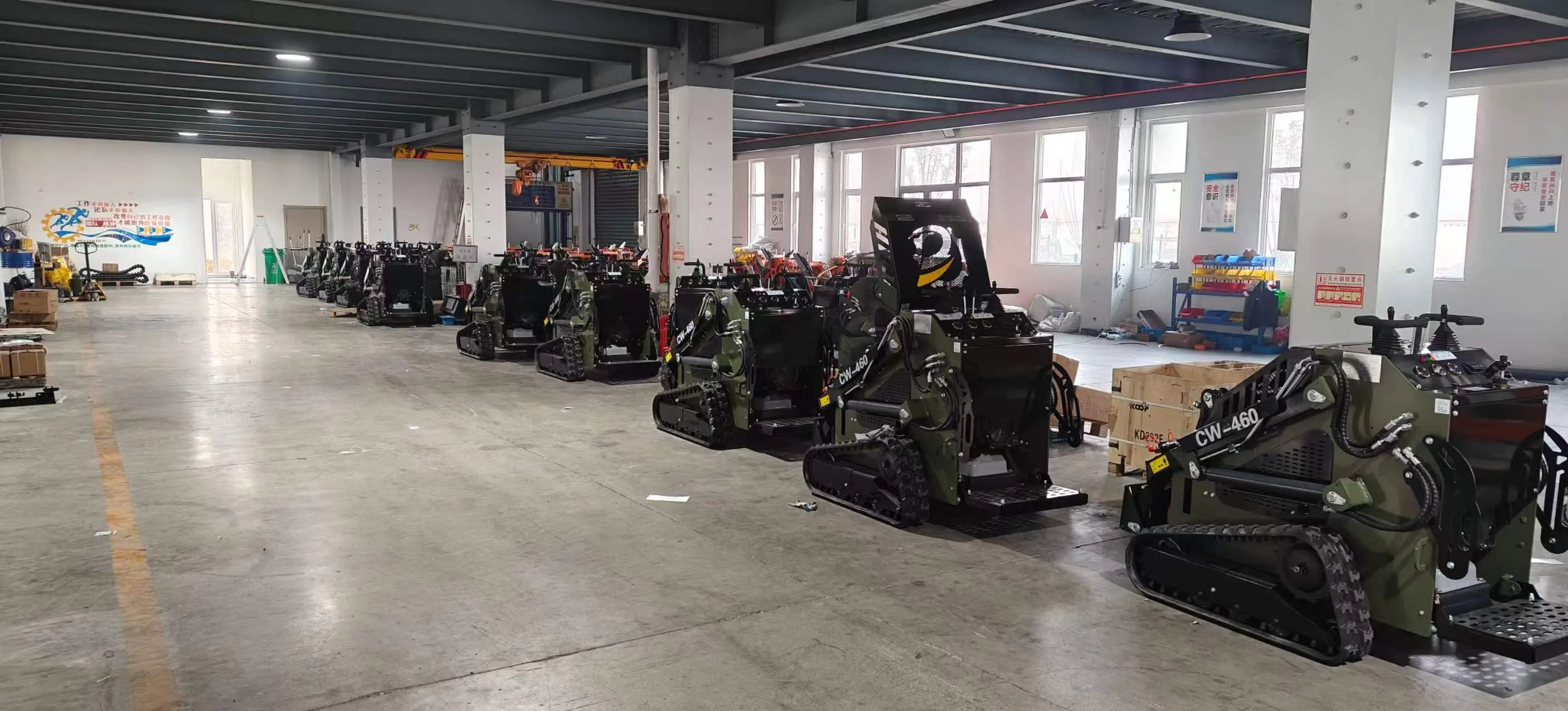 KORVA T750 tracked mini skid steer loader ready for overseas delivery after packing