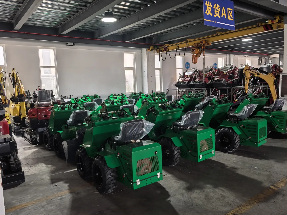KORVA V1000 tracked skid steer loader ready for overseas delivery after packing