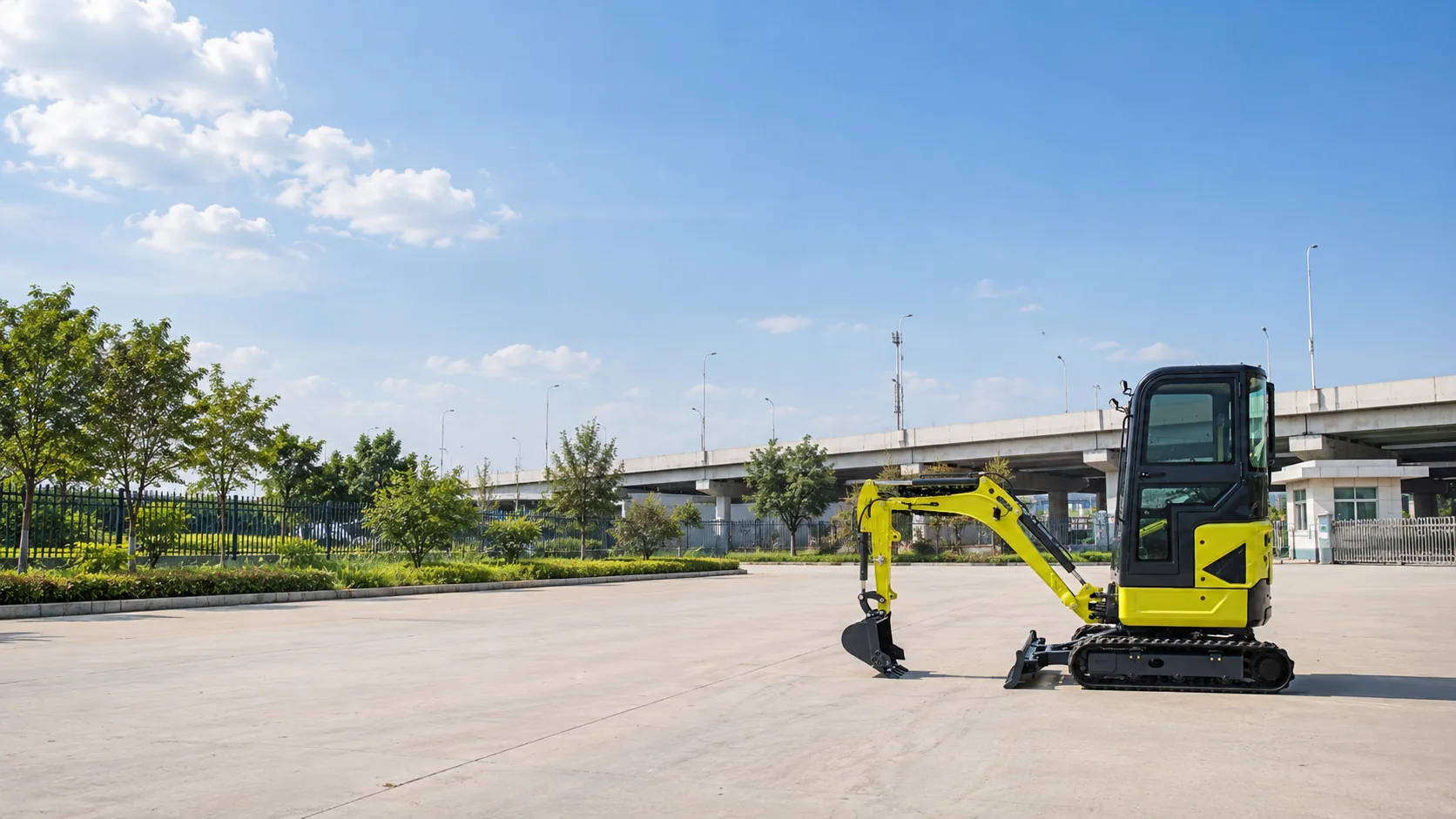 KORVA GW16 compact excavator with cabin on an open yard for overseas construction buyers