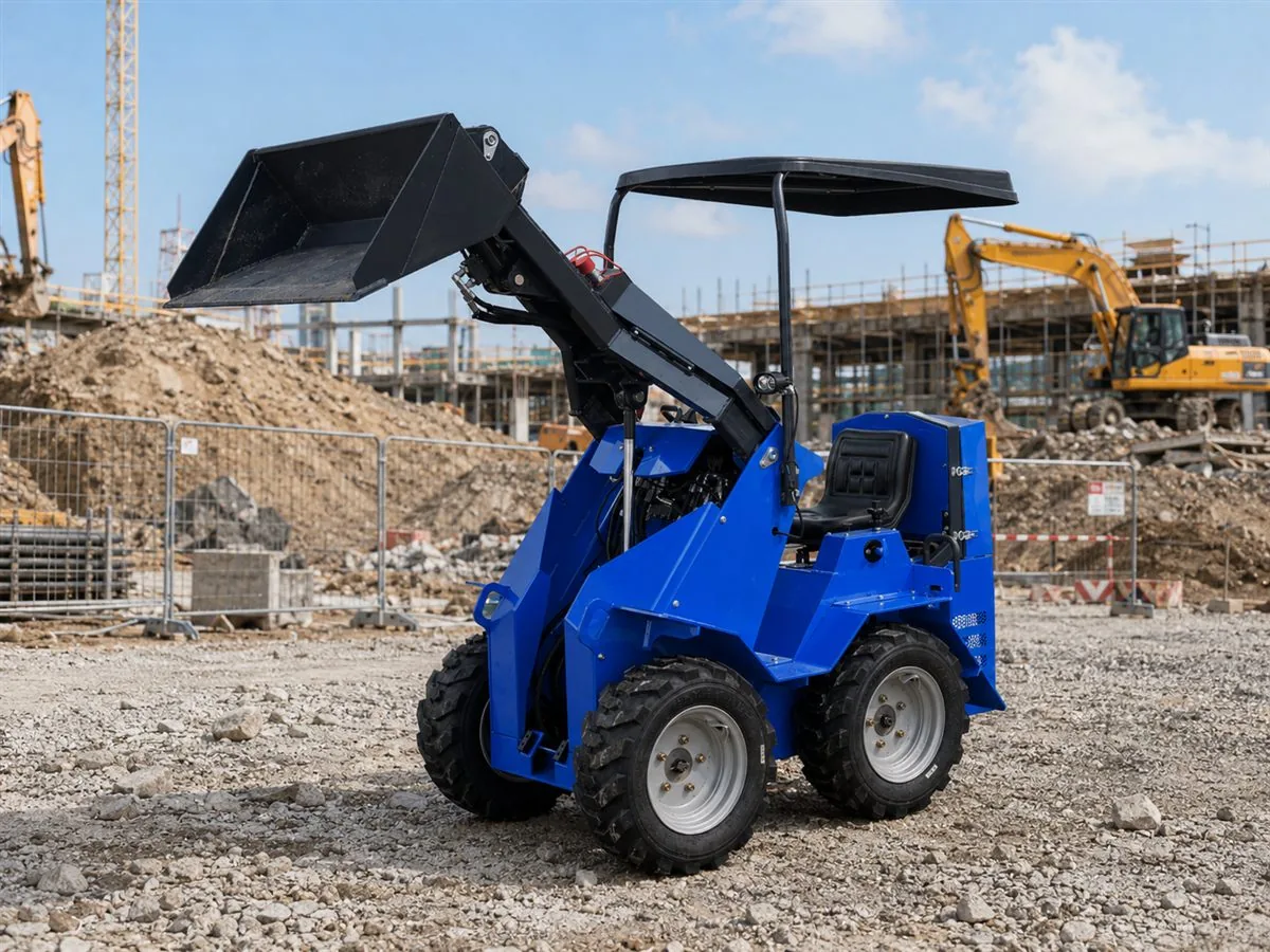 Blue customized KORVA S390 ride-on wheel mini skid steer loader for mixed construction sites
