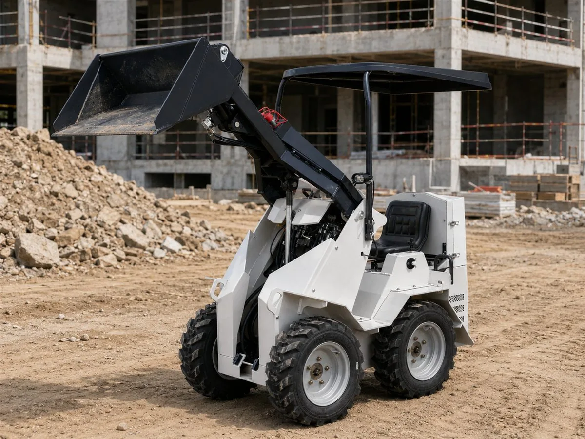 White customized KORVA S390 ride-on wheel mini skid steer loader for OEM branding