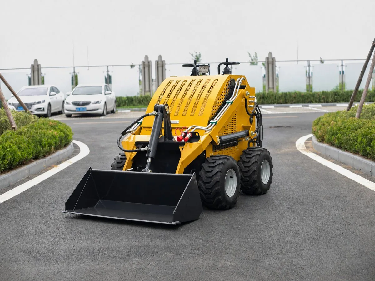Yellow customized KORVA S460 wheel mini skid steer loader for material yards