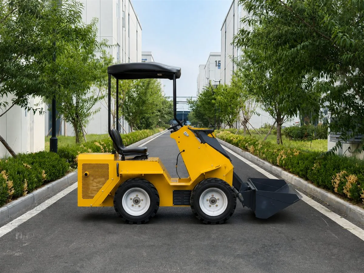 Yellow customized KORVA S490 ride-on wheel mini skid steer loader for rental business