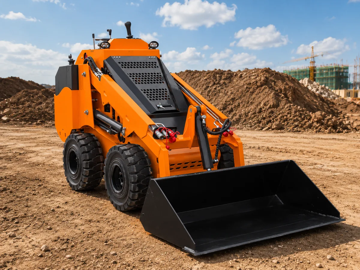 Orange customized KORVA S750 wheel mini skid steer loader for rental business