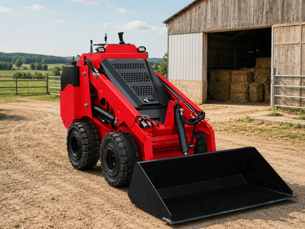 Red customized KORVA S750 wheel mini skid steer loader for construction loading