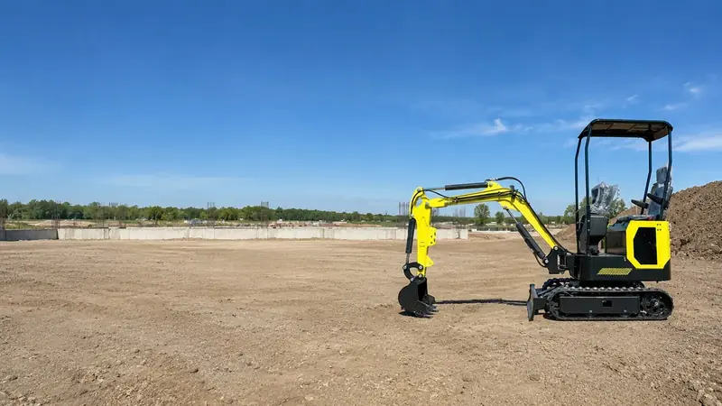 KORVA T10-1 one ton mini excavator on a construction site