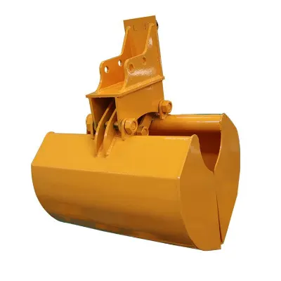 Clamshell bucket attachment for mini excavator material handling