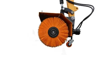 Snow sweeper attachment for compact mini excavator winter cleaning