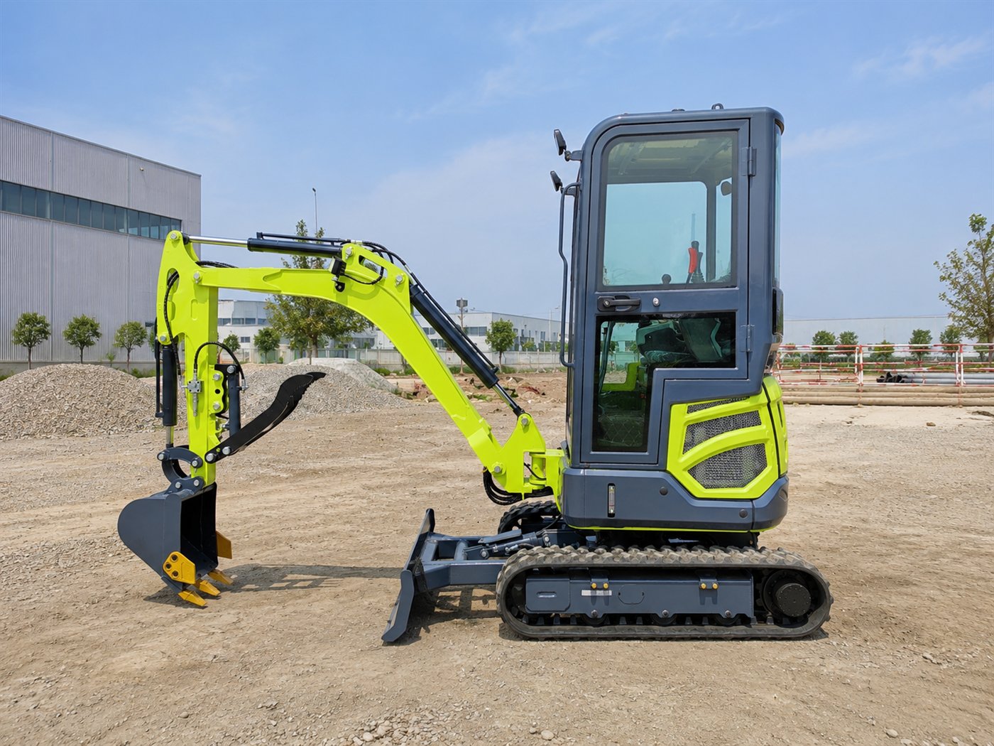 KORVA compact mini excavator shown in a complete side view