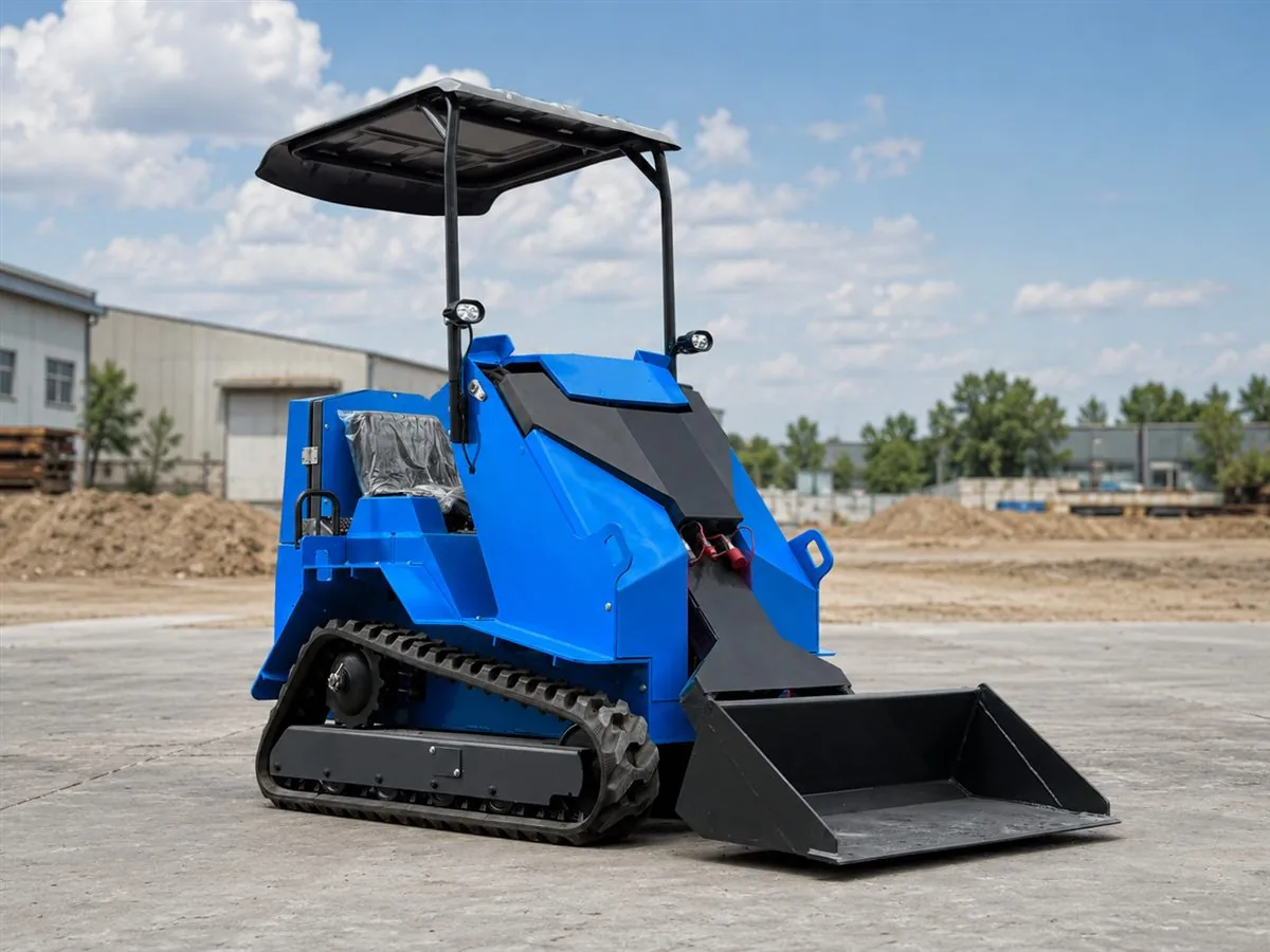 Blue customized KORVA T390 ride-on tracked mini skid steer loader for mixed construction sites