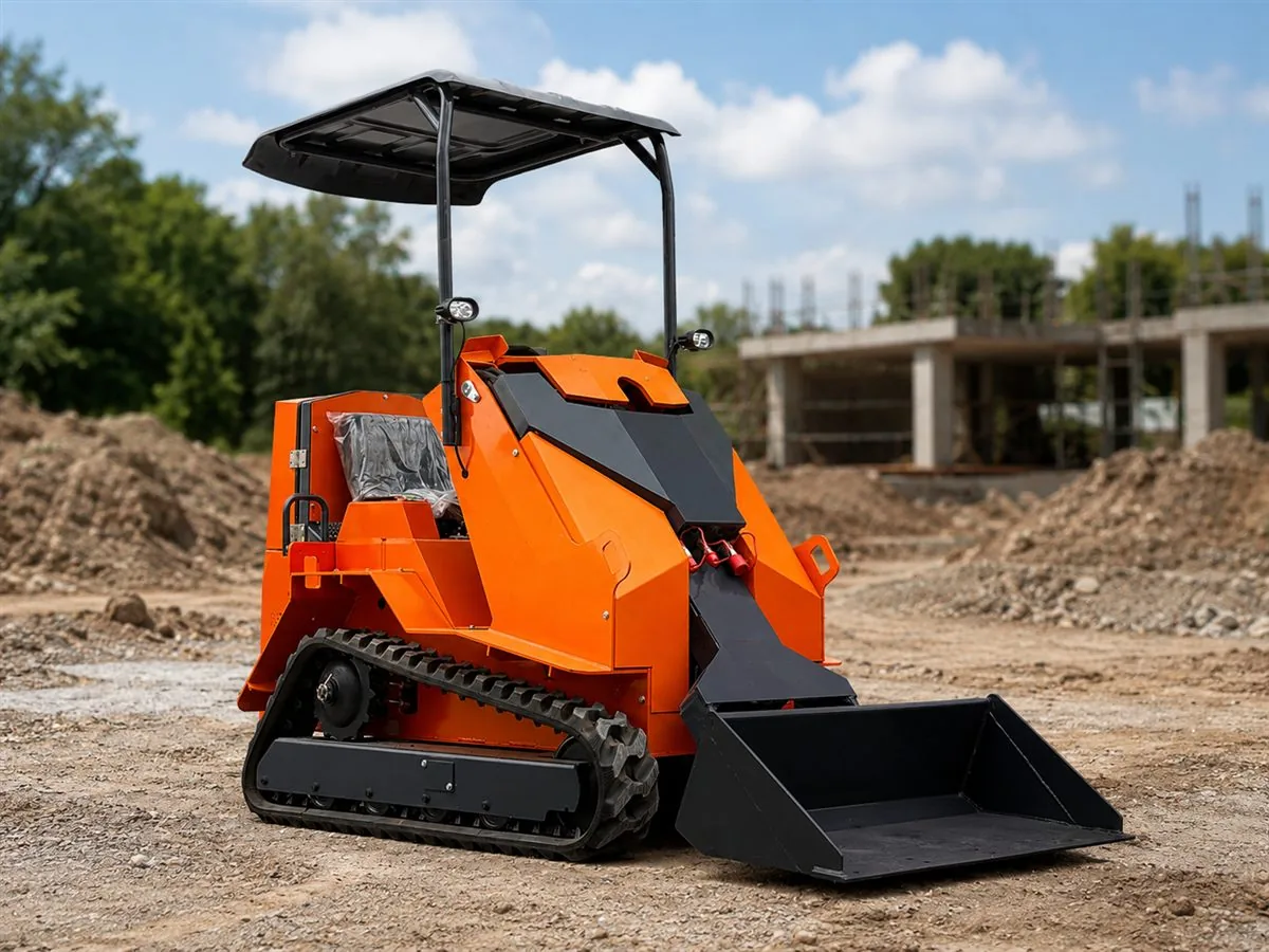 Orange customized KORVA T390 ride-on tracked mini skid steer loader for construction loading