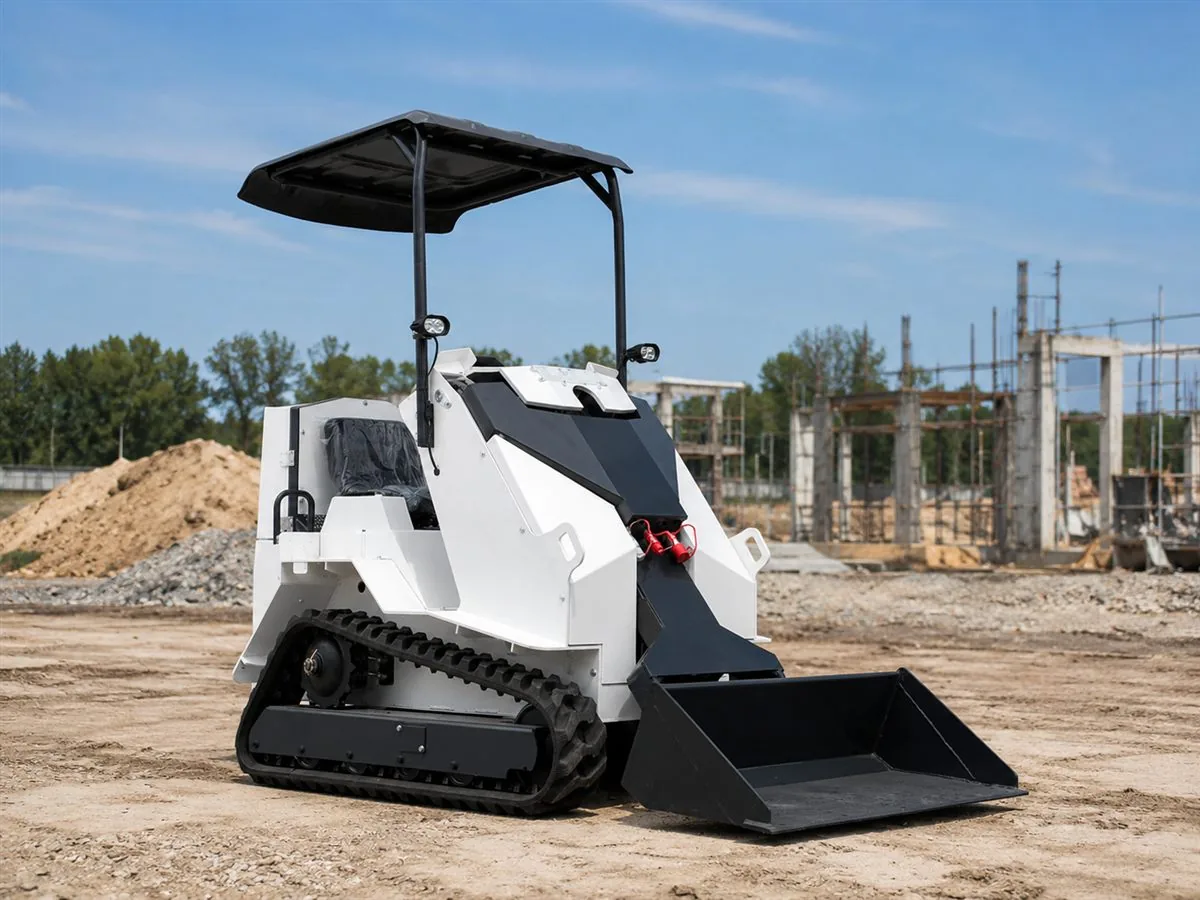 White customized KORVA T390 ride-on tracked mini skid steer loader for OEM branding