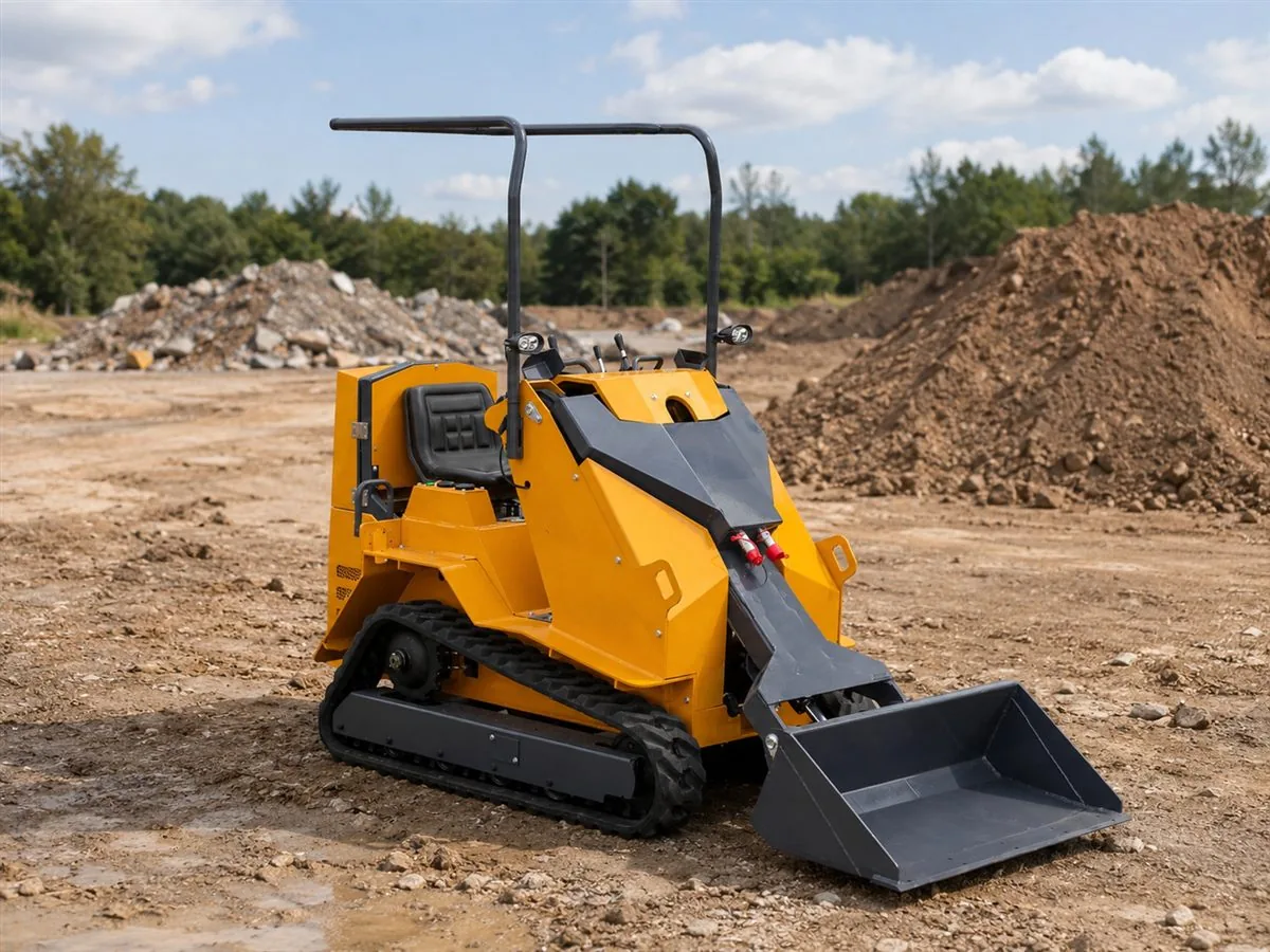 KORVA T390 ride-on mini skid steer loader bucket and operator area