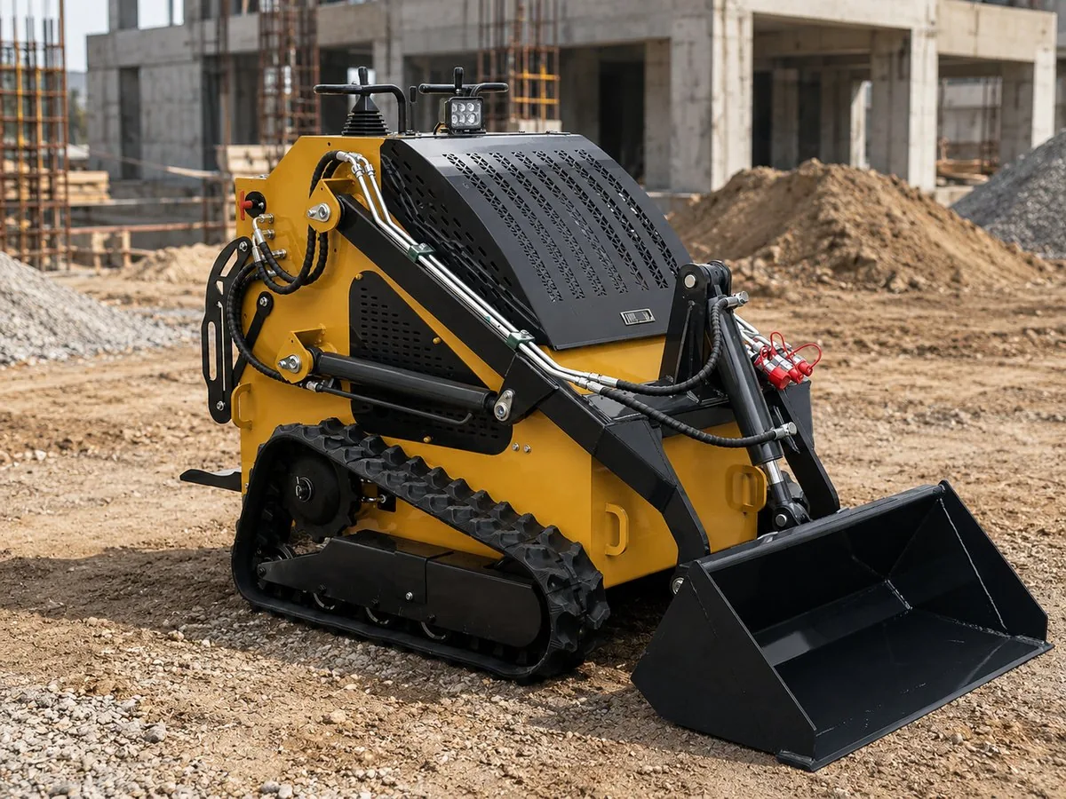 Yellow customized KORVA T460 tracked mini skid steer loader for rental business
