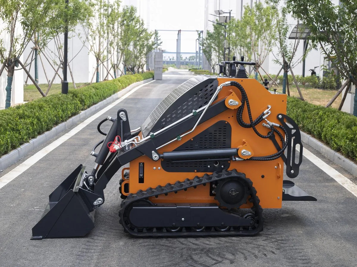 KORVA T460 tracked mini skid steer loader side view for soft-ground material handling