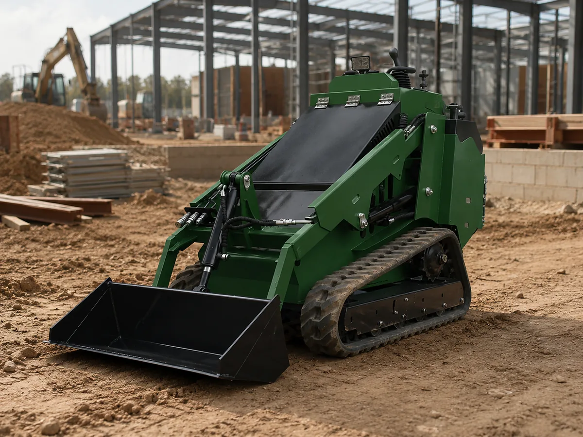Green customized KORVA T750 tracked mini skid steer loader for farm material handling