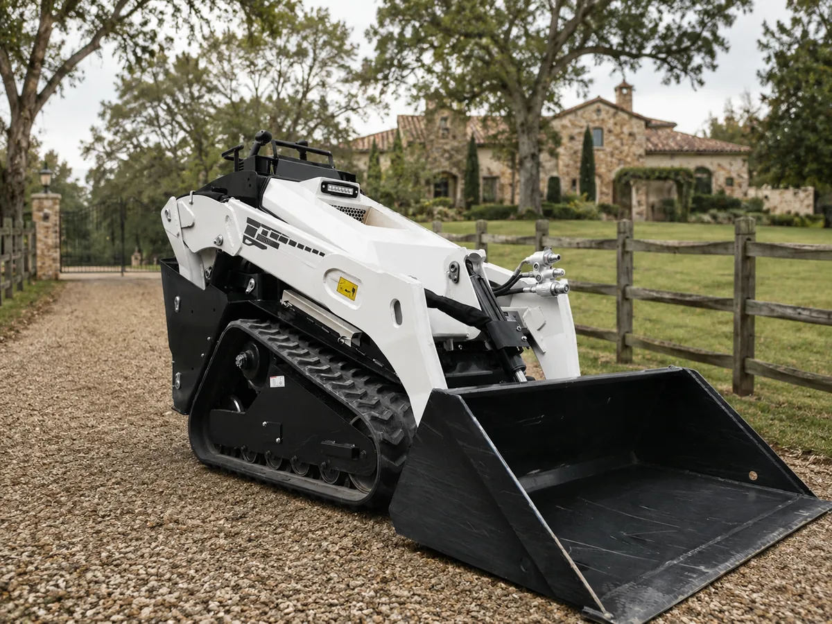 White OEM V1000 tracked skid steer loader for estate maintenance