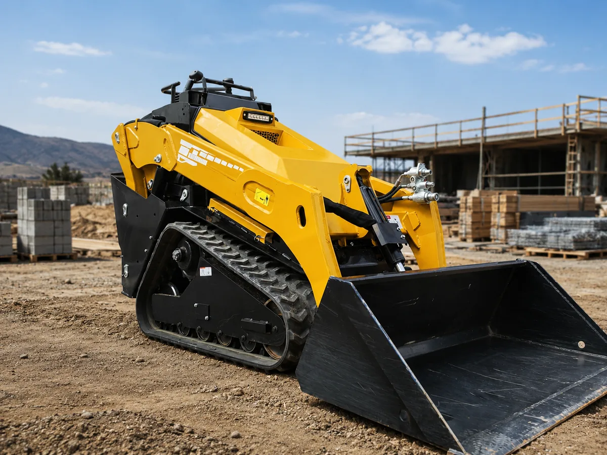 Yellow V1000 tracked skid steer loader for construction work