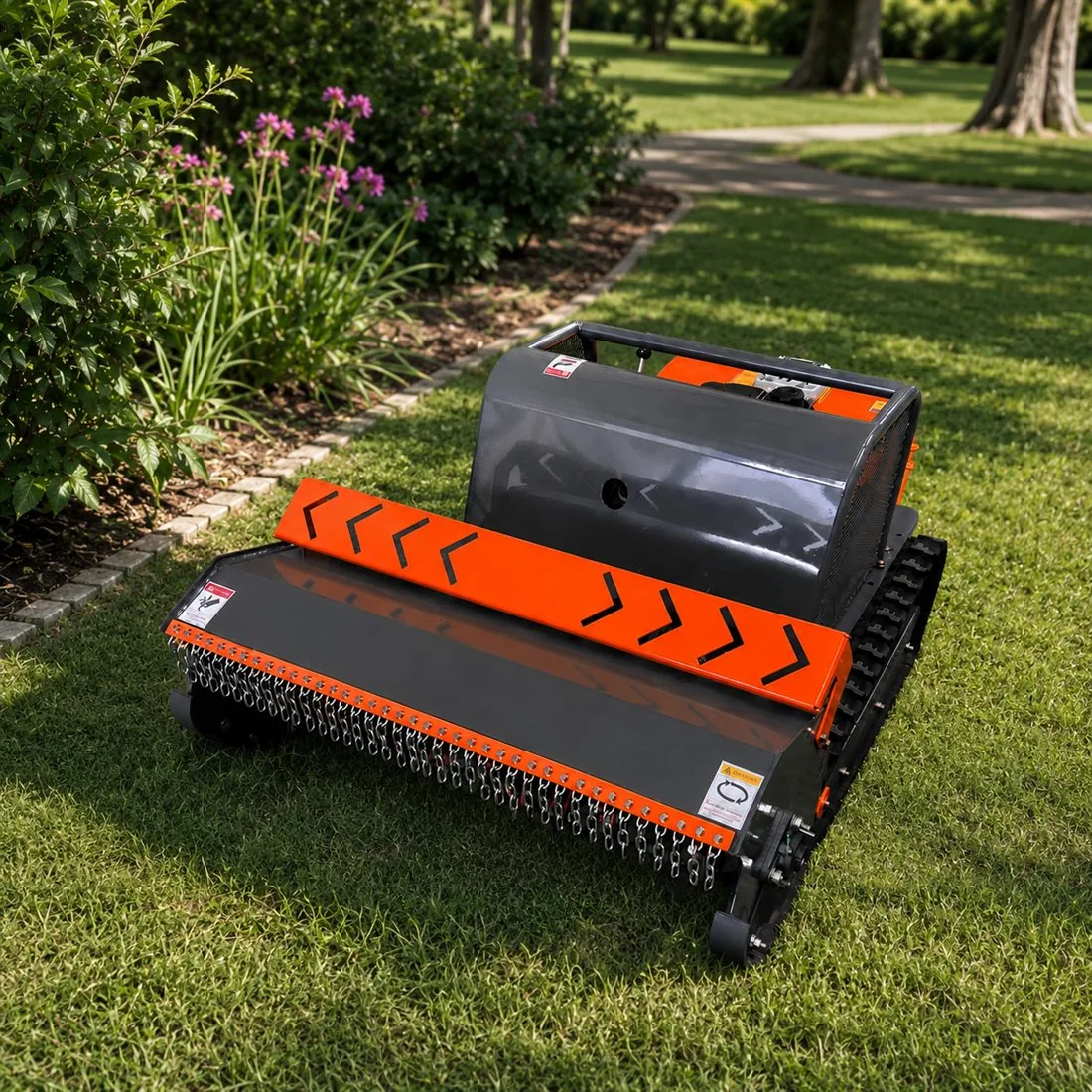 Orange OEM SH-LB remote flail mower for park and estate grass maintenance