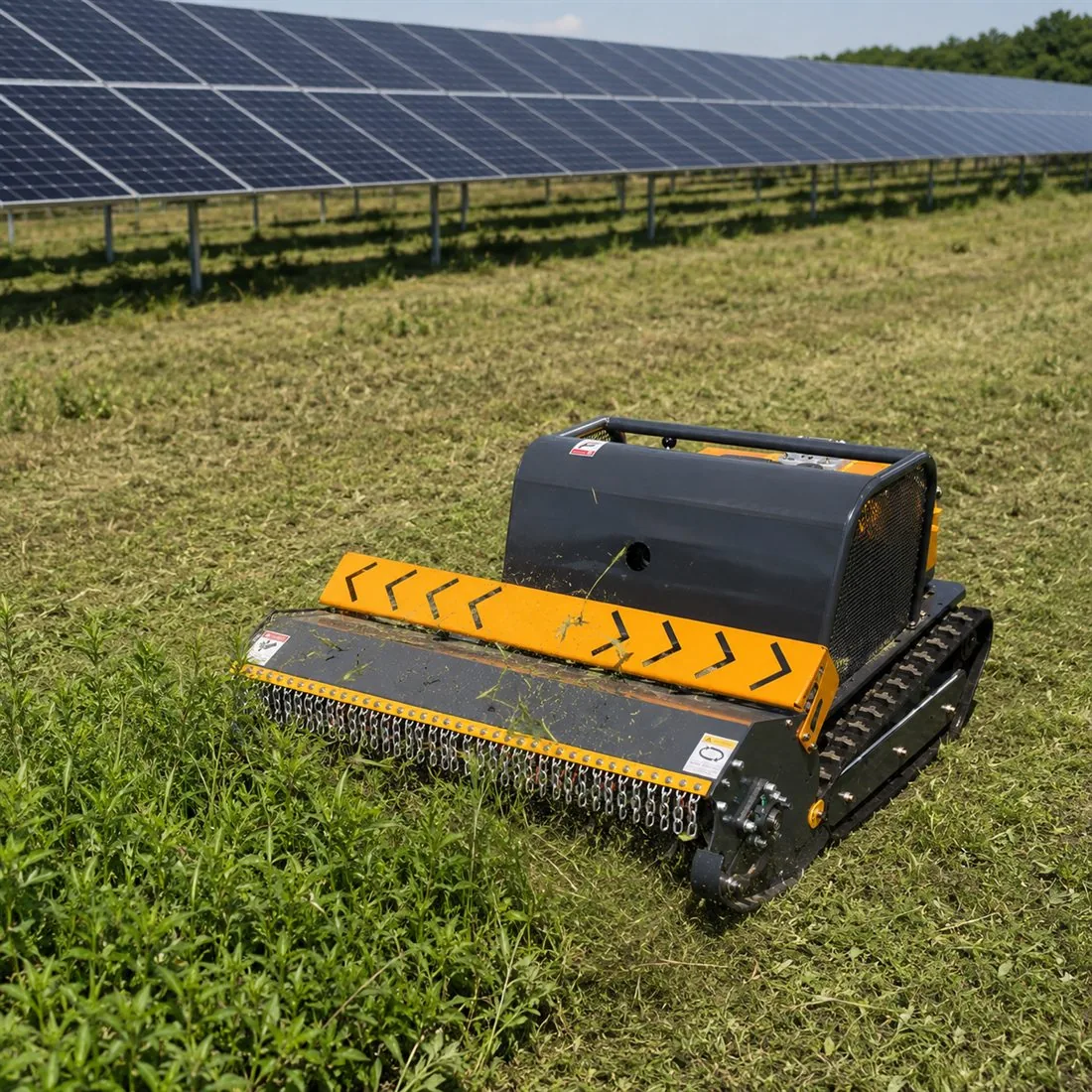 Orange OEM SH-LB remote control flail mower for solar farm grass maintenance