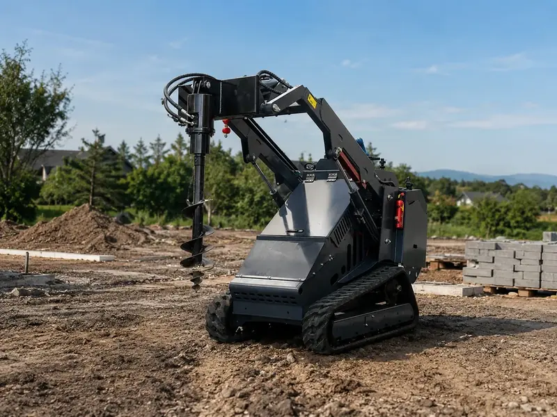 skid steer loader earth auger attachment for fence posts and planting holes