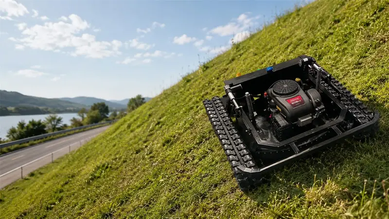 KORVA Tank Series remote control flail mower for steep slope mowing